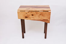 Load image into Gallery viewer, Inspirited solid oak folding small kitchen table inlaid with flame copper resin
