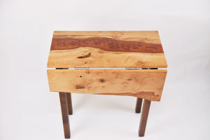 Inspirited solid oak folding small kitchen table inlaid with flame copper resin