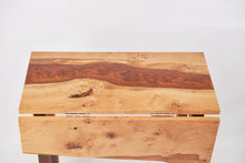 Load image into Gallery viewer, Inspirited solid oak folding small kitchen table inlaid with flame copper resin
