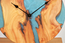 Load image into Gallery viewer, Large blue &amp; green resin, Scottish Elm wall hanging clock, 50cm Diameter, clock could be rotate to any hanging position.
