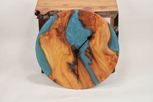 Large blue & green resin, Scottish Elm wall hanging clock, 50cm Diameter, clock could be rotate to any hanging position.