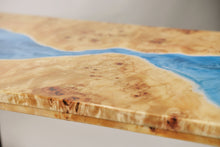 Load image into Gallery viewer, Stunning Poplar Burl timber with ocean effect resin coffee table.

