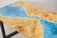 Load image into Gallery viewer, Stunning Poplar Burl timber with ocean effect resin coffee table.
