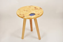 Load image into Gallery viewer, Creative side table, European Poplar mappa burl with dark blue transparent resin end table.
