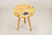 Load image into Gallery viewer, Creative side table, European Poplar mappa burl with dark blue transparent resin end table.
