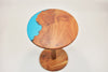 Unique and stunning burl Scottish Elm side table with transparent blue resin.