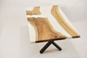 Walnut and white resin coffee table