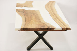 Walnut and white resin coffee table