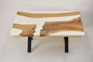 Walnut and white resin coffee table