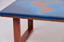Load image into Gallery viewer, Creative large 3D world map multilayer of ocean blue colour epoxy resin coffee table.
