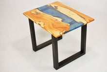 Charger l&#39;image dans la visionneuse de la galerie, English yew coffee table with blue and sapphire epoxy resin
