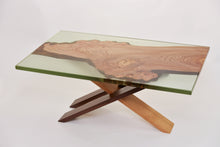 Load image into Gallery viewer, Mint resin with Scottish Elm wooden coffee table
