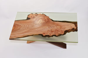 Mint resin with Scottish Elm wooden coffee table