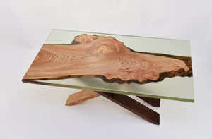 Mint resin with Scottish Elm wooden coffee table
