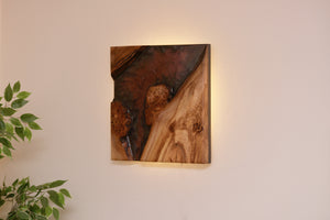 Pippy Elm Wall Art Decor and light, handcrafted, wall hanging, resin art.