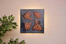 Load image into Gallery viewer, Olive wood wall Art Decor and light, handcrafted, wall hanging, Epoxy resin art.

