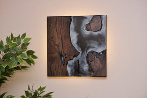 English oak wall Art Decor and light, handcrafted, wall hanging, resin art.