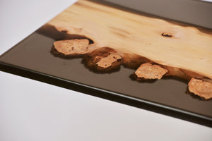 Handmade console table with English purl oak and resin top