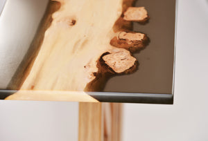 Handmade console table with English purl oak and resin top