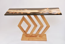 Load image into Gallery viewer, Handmade console table with English purl oak and resin top
