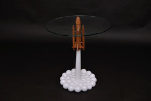 3D Concept round glass side table with amazing base.