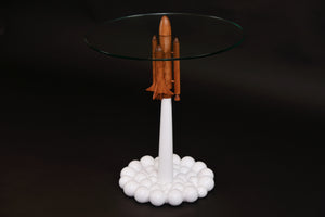 3D Concept round glass side table with amazing base.