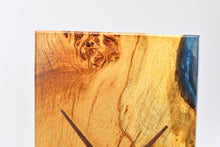 Load image into Gallery viewer, Purr oak with blue epoxy resin wall clock
