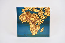 Load image into Gallery viewer, Ocean blue epoxy resin with wood balls, African map wall clock

