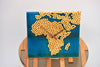 Ocean blue epoxy resin with wood balls, African map wall clock